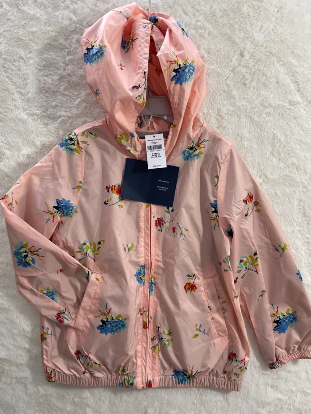SALE! NWT GAP Kids Floral Hooded Rain Jacket - Pink Size 5T